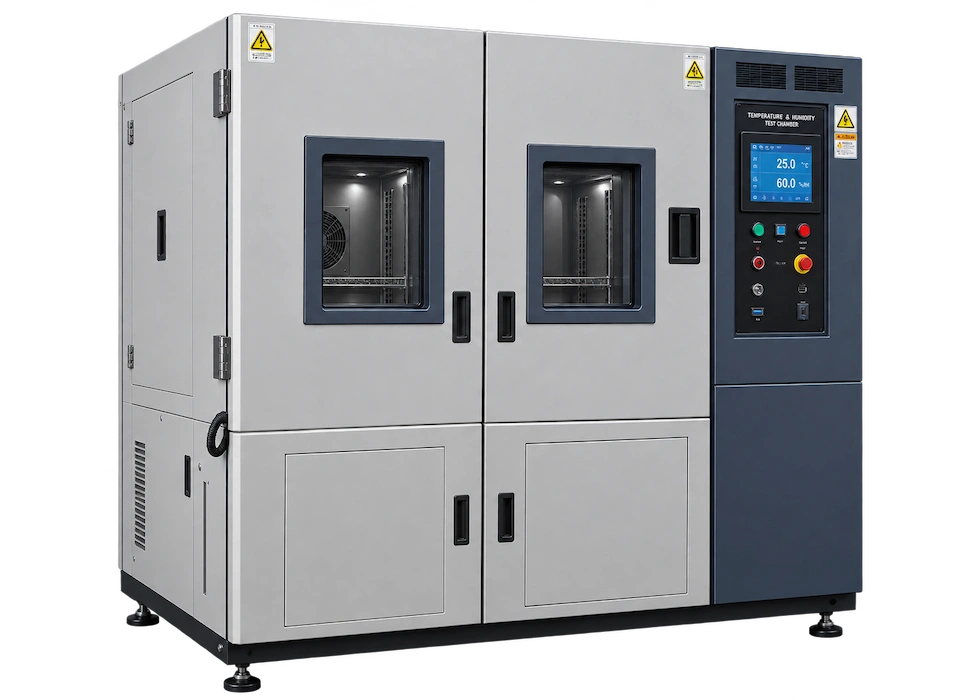 NVEL High Temperature LED Aging Test Chamber NVEL aging test chamber performing continuous burn-in quality testing for automotive LED headlight bulbs