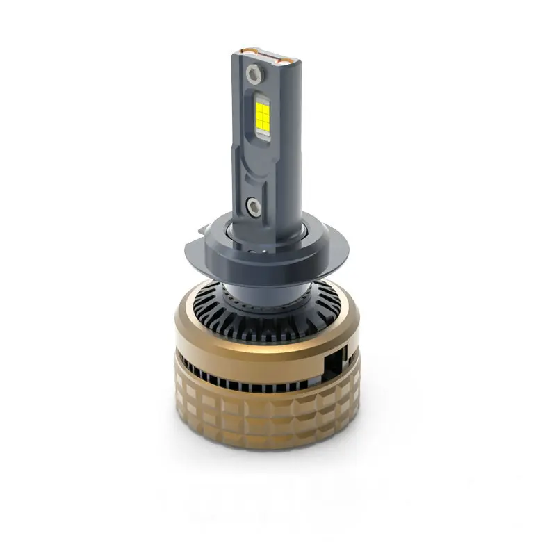 H100 series 100W 15000LM high power LED headlight bulb featuring imported custom LED chips, liquid cooling copper tube, and 10000 RPM silent fan