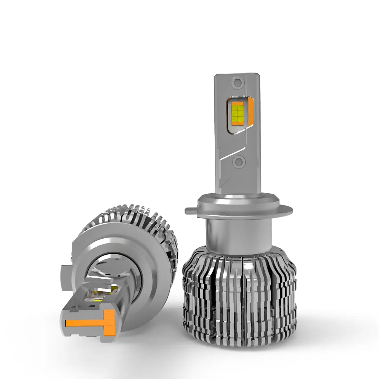 H65 series 65W 12000LM LED headlight bulb with double heat pipe process, superconducting copper PCB, and aviation aluminum housing