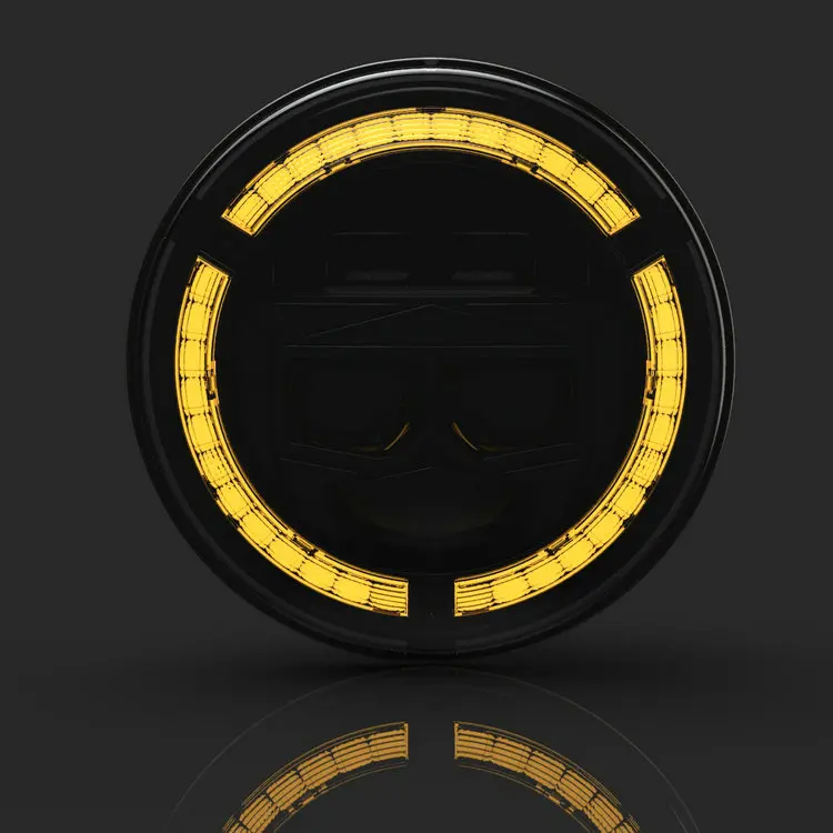 7 inch round sealed beam LED headlight featuring DRL, position light, turn signal, and blue startup breathing light