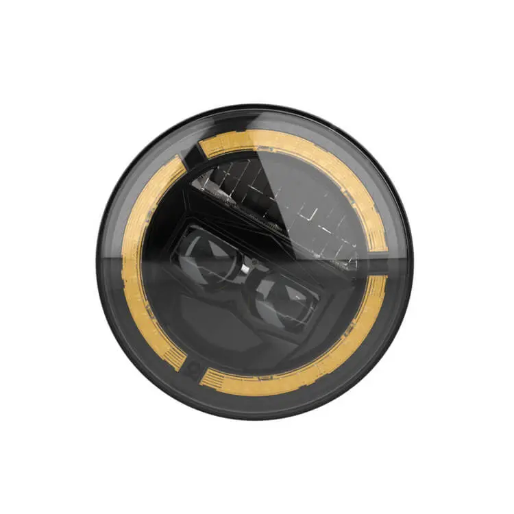 7 inch round sealed beam LED headlight featuring DRL, position light, turn signal, and blue startup breathing light