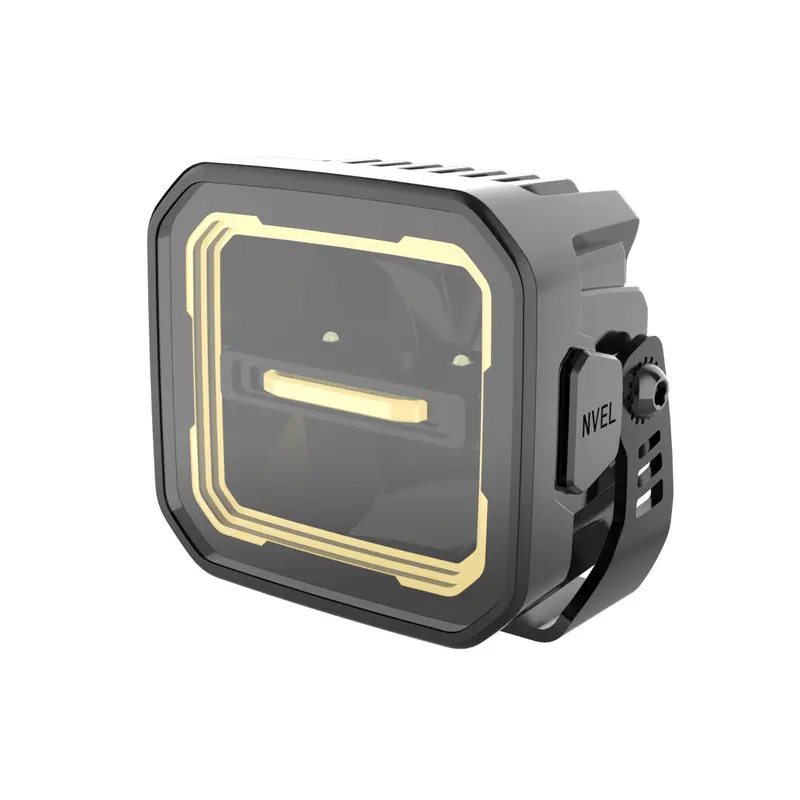 Pair of 3 inch square off-road LED work lights 40W spot beam on white background