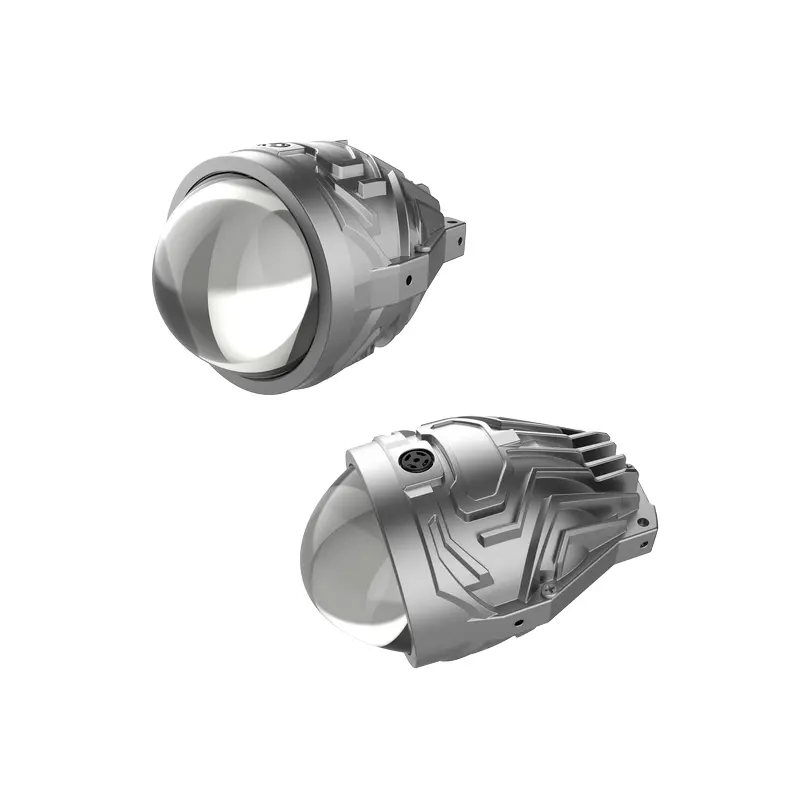 Multi-angle display of C90 LED fog lamp lens showing optical dome lens and housing.