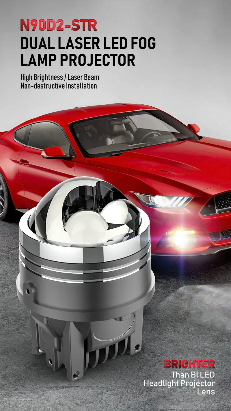 N90D2-STR dual laser LED fog lights projector with high brightness and non destructive installation