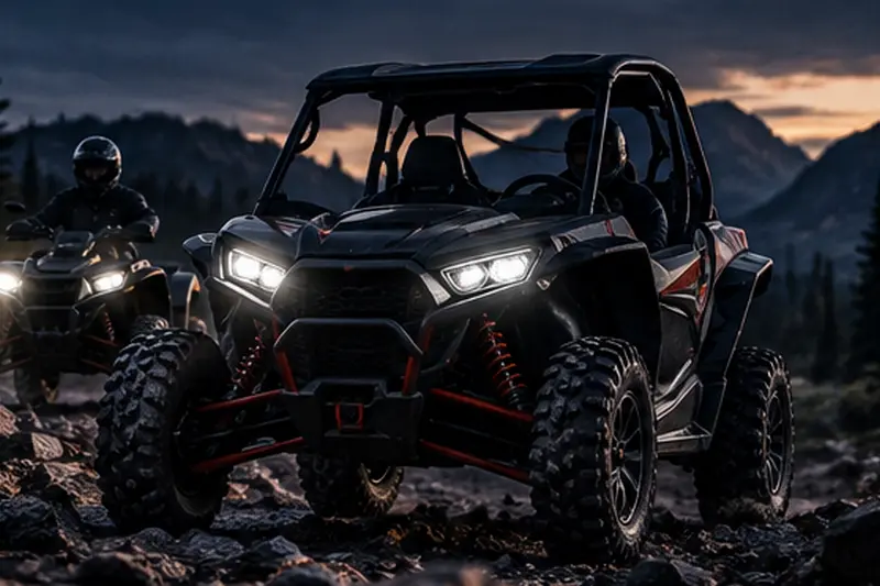 ATV and UTV equipped with LED off-road lights for outdoor and rugged terrain use