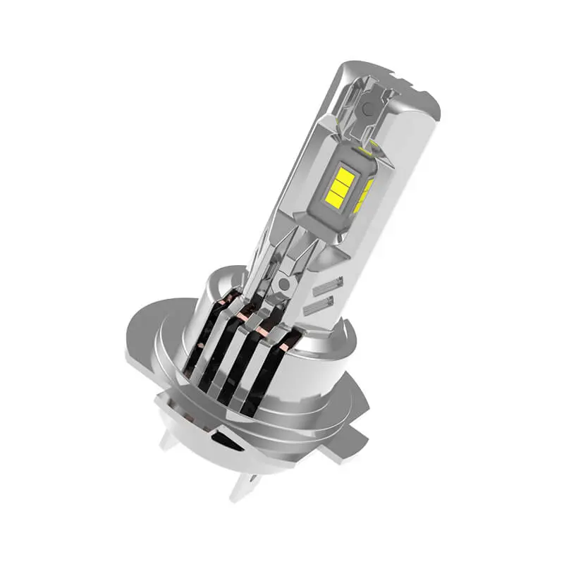 Compact 1:1 ratio H7 Mini LED Headlight Bulb Kit with aluminum housing