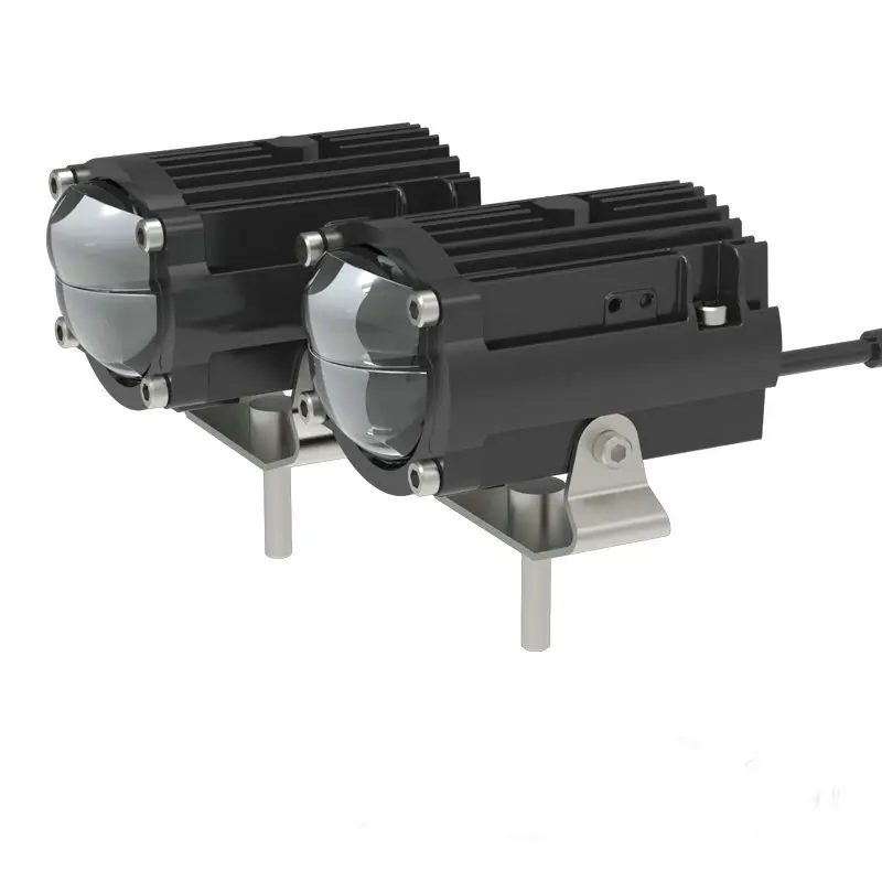 Pair of N40D 2 inch matrix Bi-LED projector lenses with stainless steel mounting brackets
