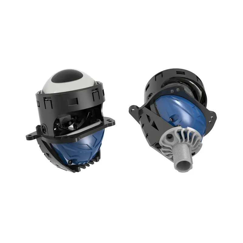 N76D4-MINI-H 3-inch Bi-LED projector lens available in standard bracket and threaded shaft versions.
