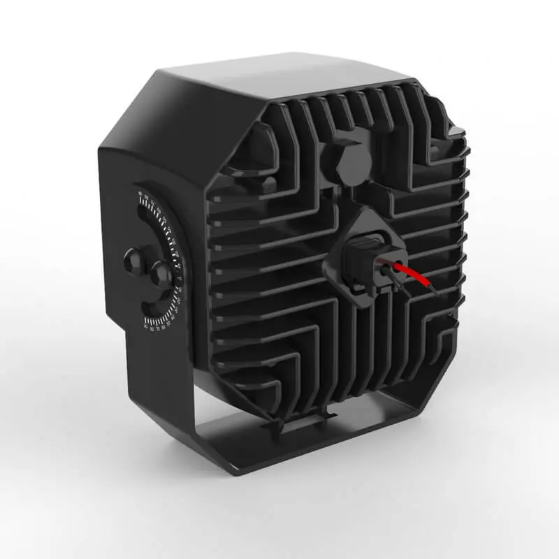 Back view of 5 inch frameless LED work light showing heavy duty aluminum heat sink and sealed DT connector