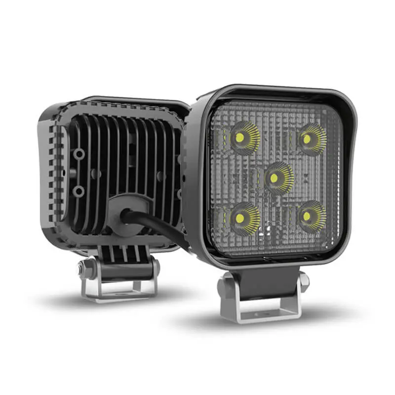 Front reflector face and rear aluminum cooling heat sink fins of S0515B 4.2 inch square LED work light pod