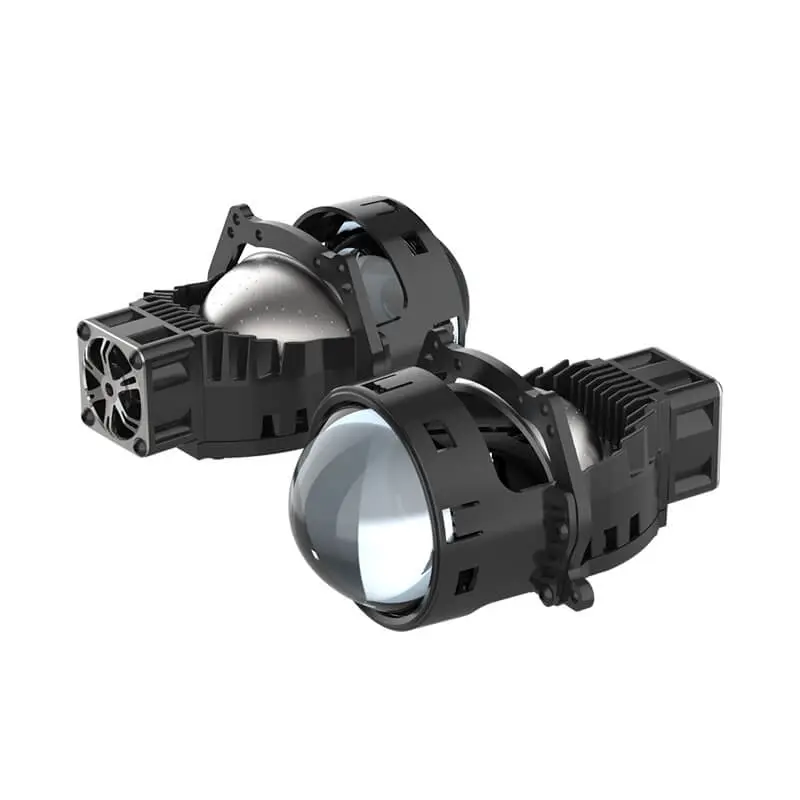 Pair of X9 3-inch high-power Bi-LED headlight projector lenses with dual cooling fans
